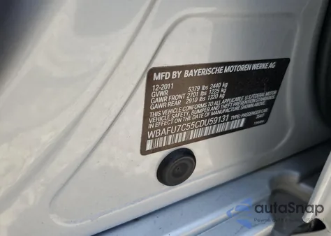 2012 BMW 535 Xi из США, поврежденный, VIN WBAFU7C55CDU59131